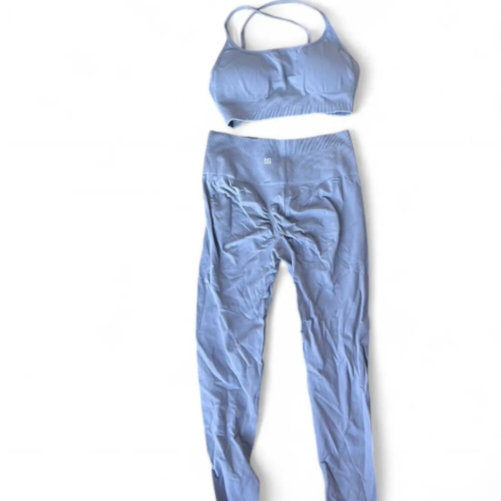 Women's Blue and Grey Legging SET